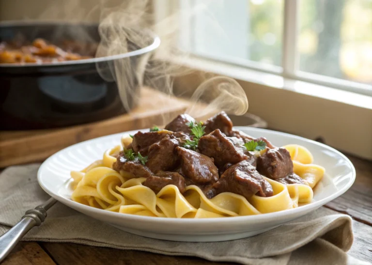 beef tips and noodles crock pot