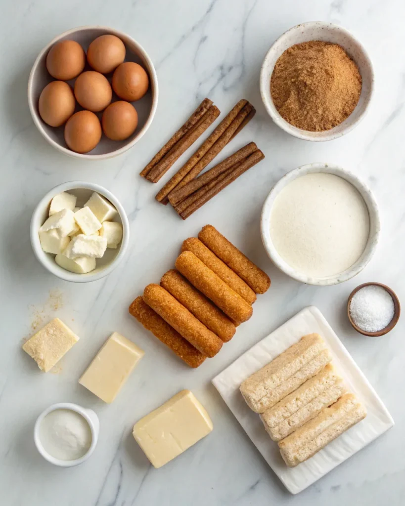 Churro cheesecake 2 ingredients for churro cheesecake laid out on counter