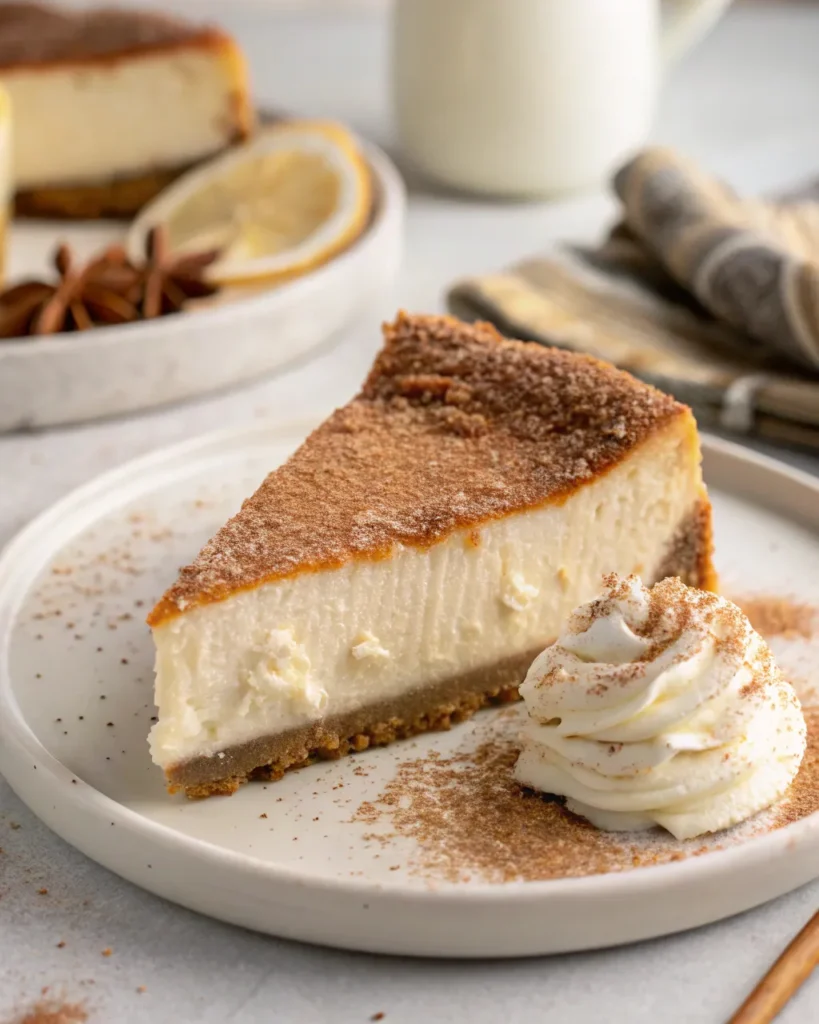 Churro cheesecake 4 churro cheesecake slice with creamy filling and crisp top