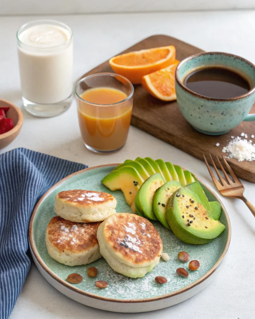 Cottage cheese pancakes brunch spread