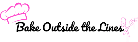 Bake Outside the Lines logo with a pink chef hat and pink whisk & spoon design
