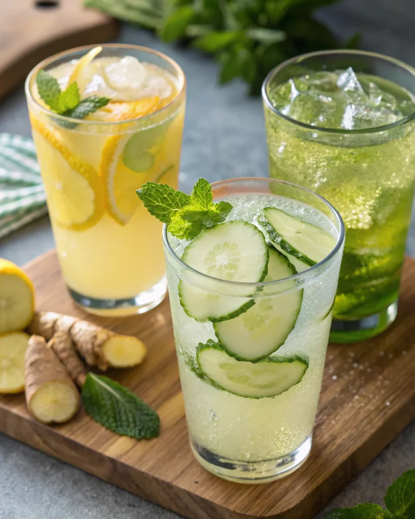 Cucumber Lemonade 3 Three versions of cucumber lemonade with different flavors
