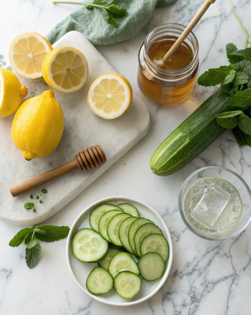 Cucumber Lemonade 2 Ingredients for making fresh cucumber lemonade