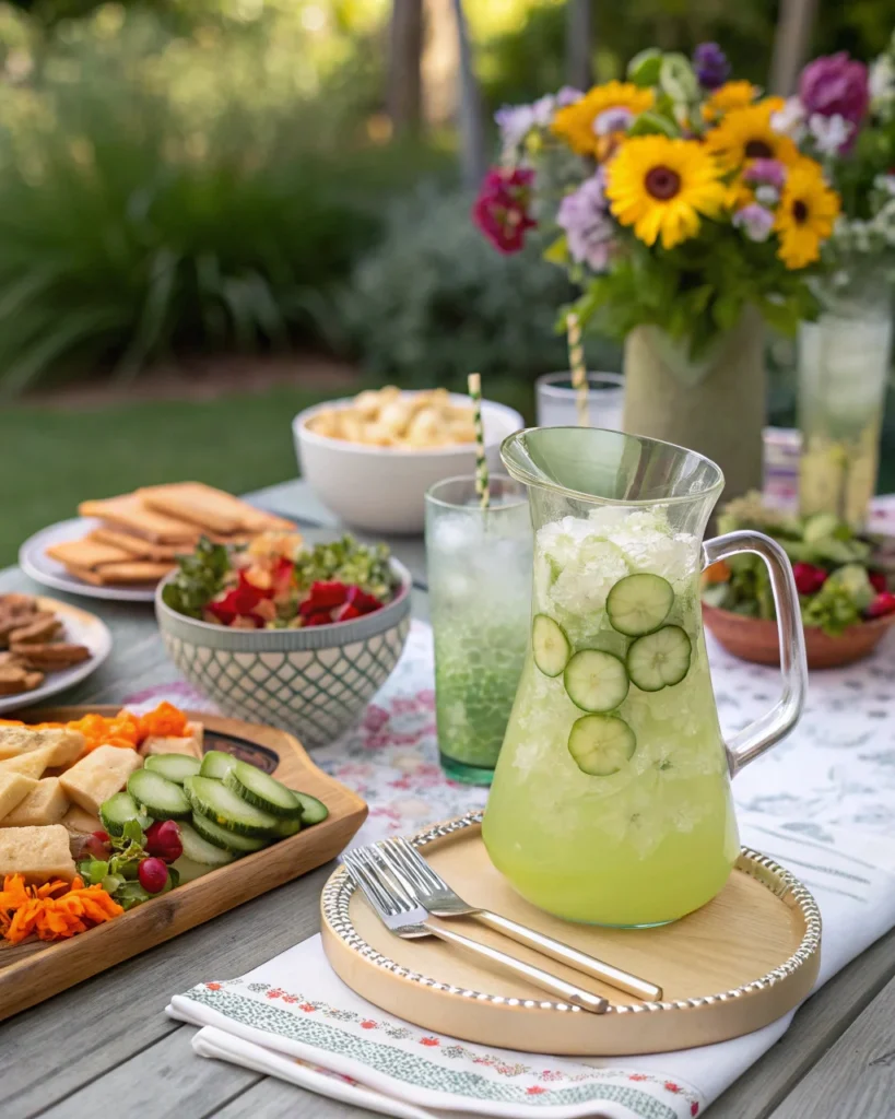 Cucumber Lemonade 4 Cucumber lemonade served at a summer brunch