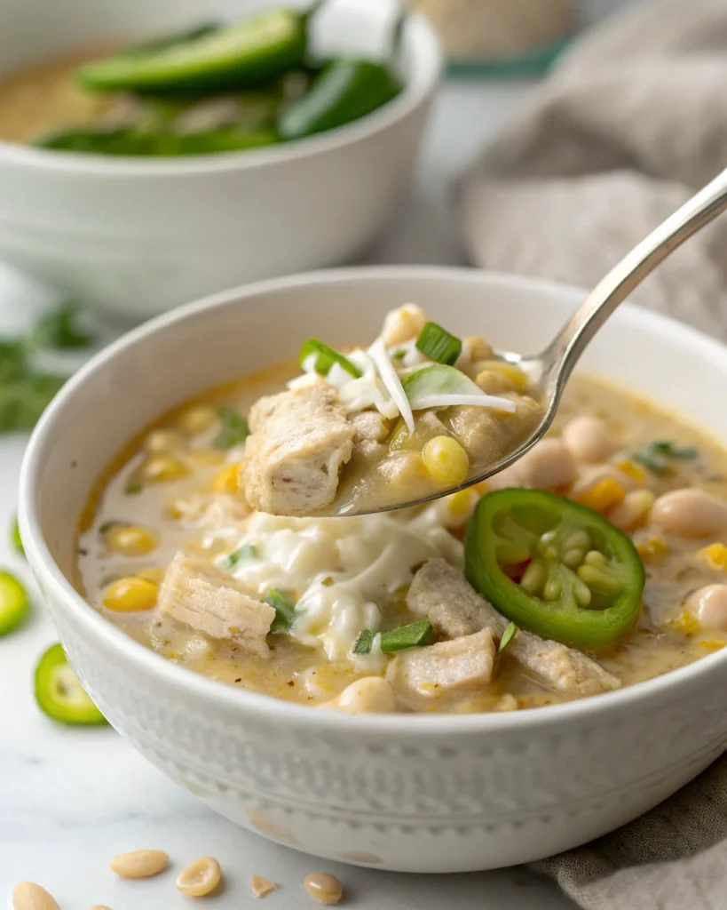 Spoonful of dairy-free crockpot white chicken chili