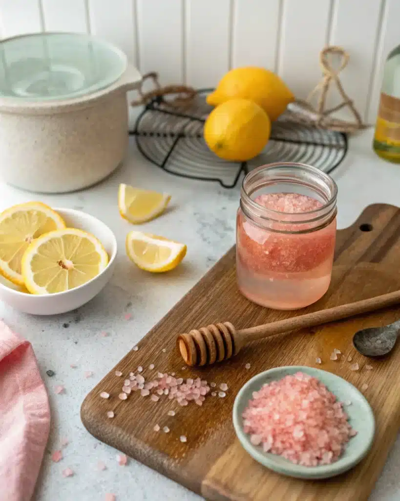 Ingredients to make Japanese pink salt water