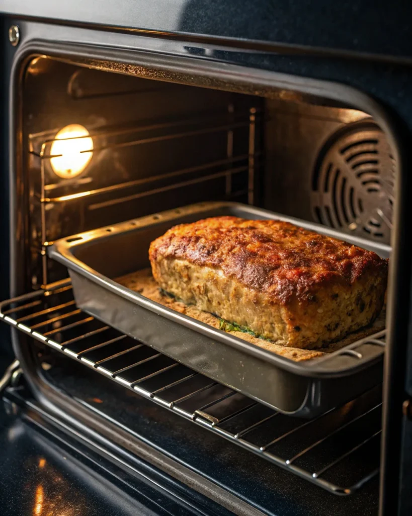 Lipton Onion Soup Meatloaf baking in the oven