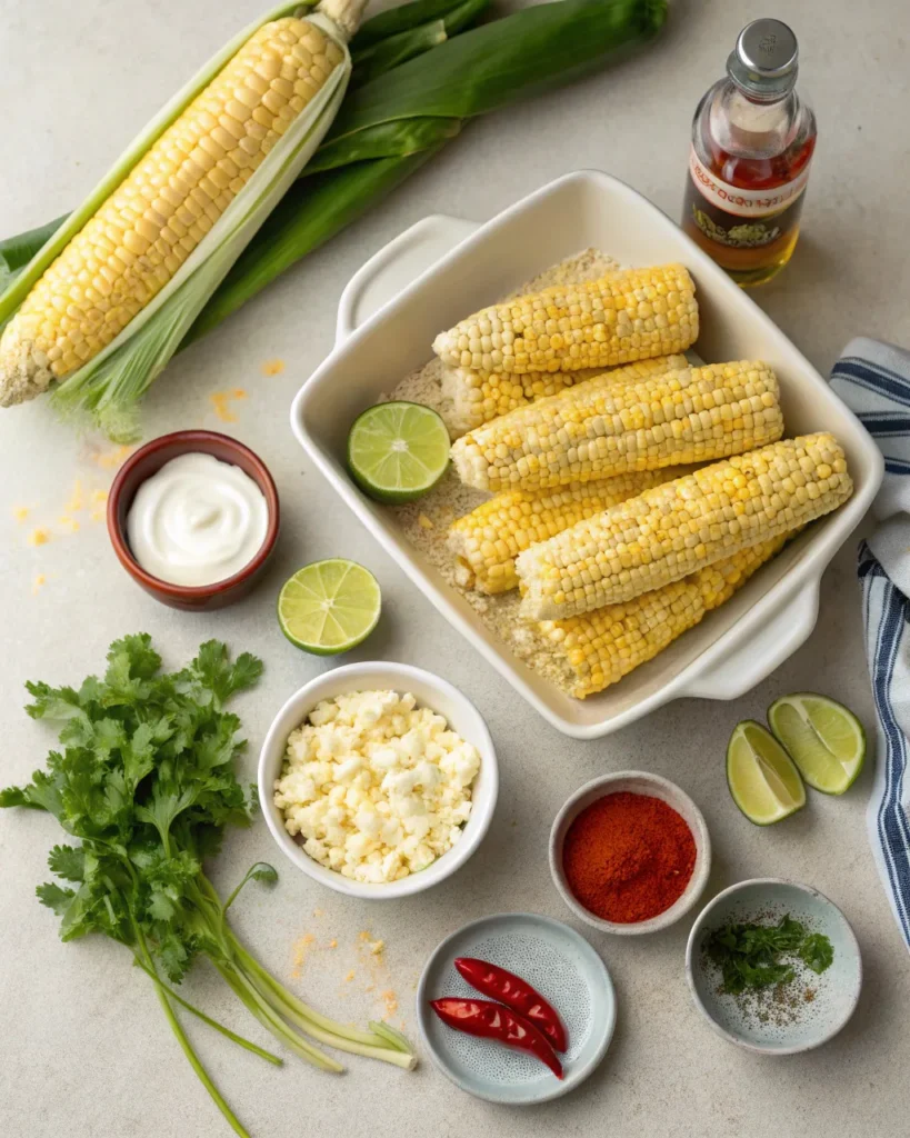 Ingredients for Mexican street corn recipe