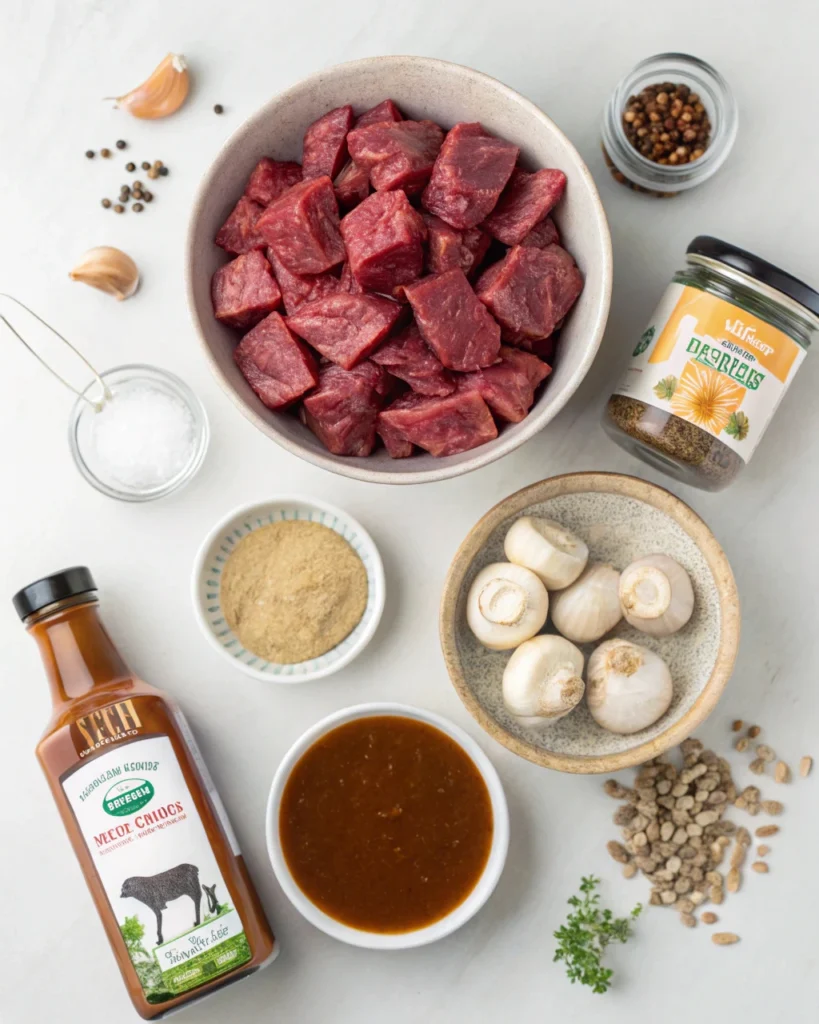 Ingredients for no peek beef tips recipe