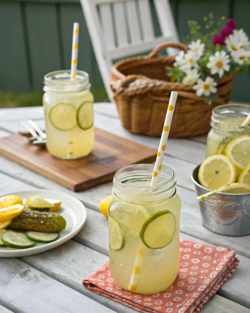 pickle lemonade in mason jars summer picnic