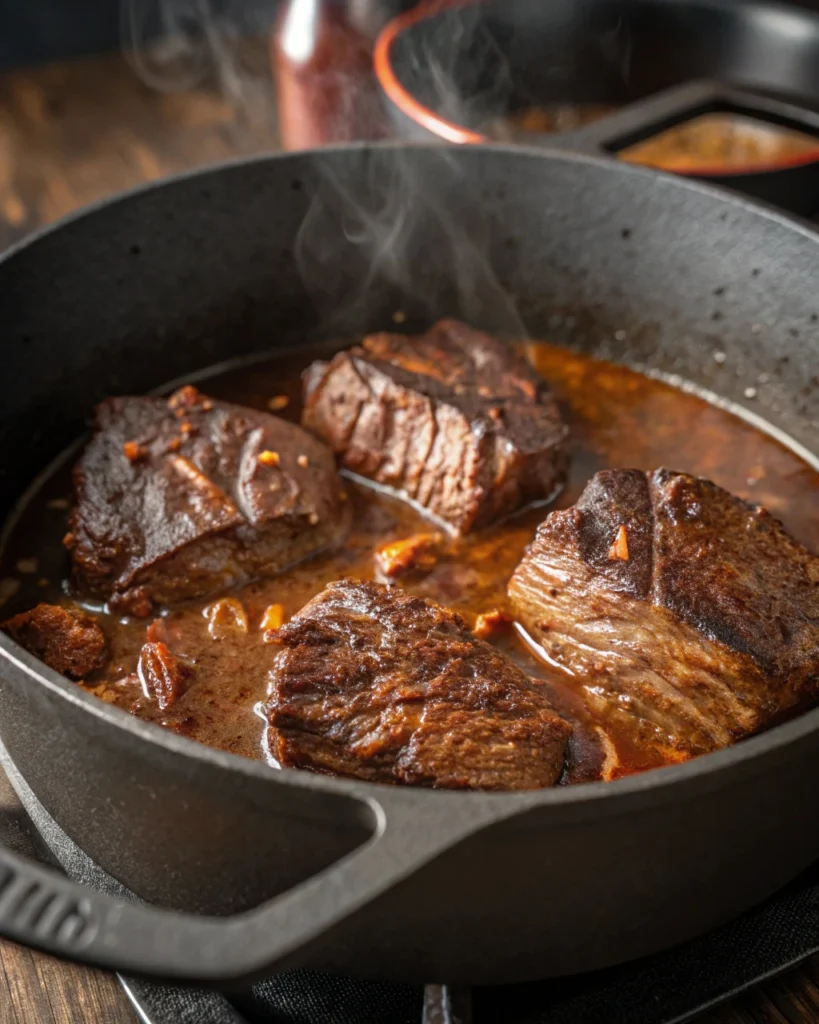 Searing beef cheeks in Dutch oven