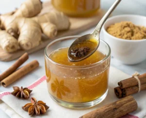 stirring ginger and cinnamon into Brazilian Mounjaro drink