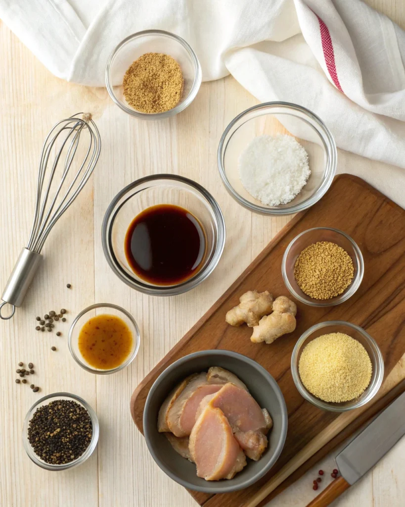 Ingredients for homemade teriyaki chicken marinade
