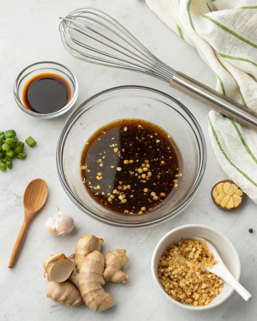 Homemade teriyaki chicken marinade prep	
