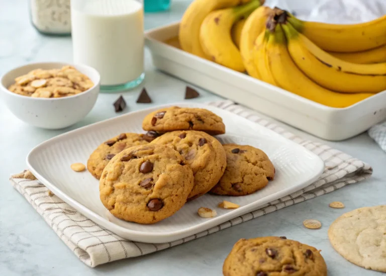 banana bread cookies in white plat