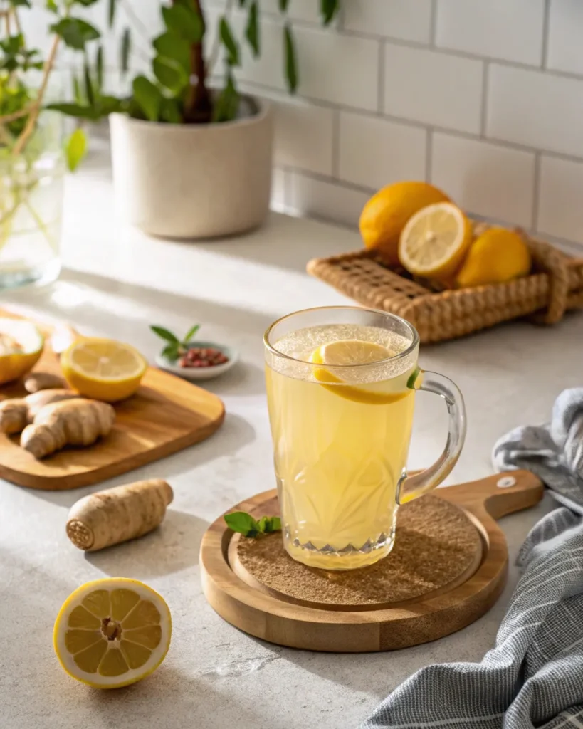 Final Natural Mounjaro Recipe served warm with lemon and ginger
