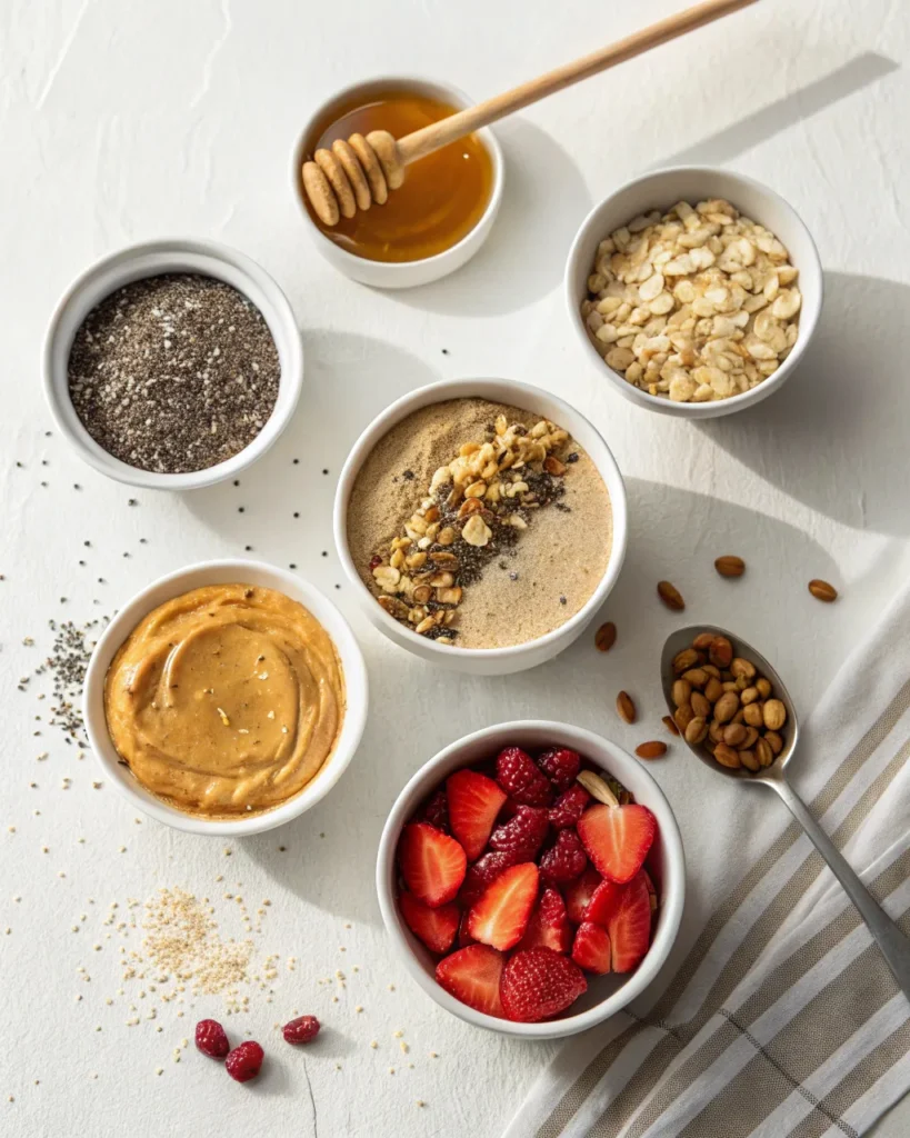 Greek yogurt smoothie add-ins like chia and oats