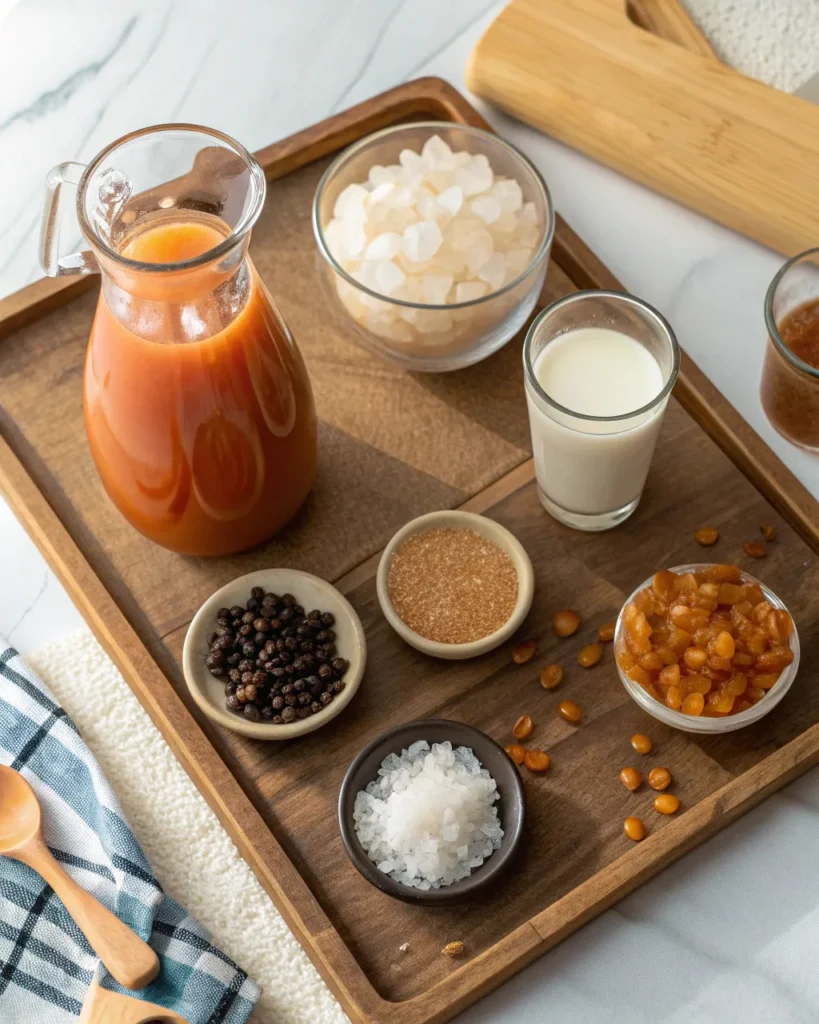 Thai Iced Tea 6 DIY homemade Thai iced tea bar setup with ingredients and toppings