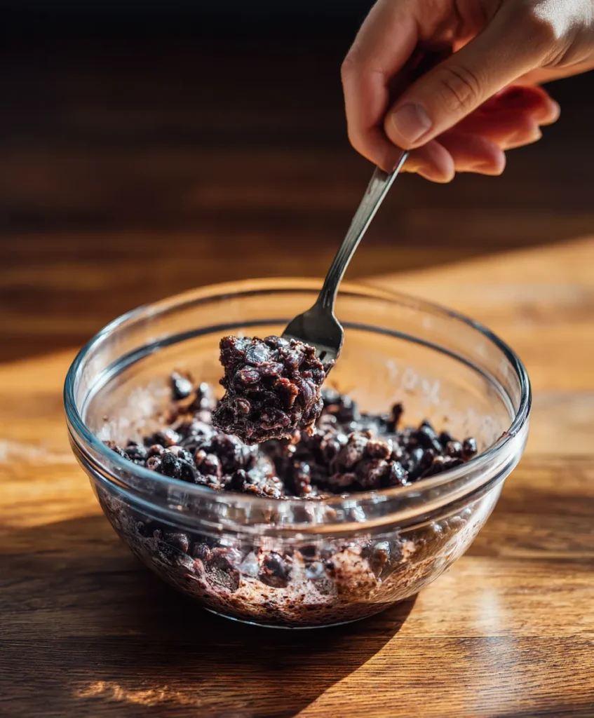 Black Bean Burger Recipe 9 mashing black beans for black bean burger recipe