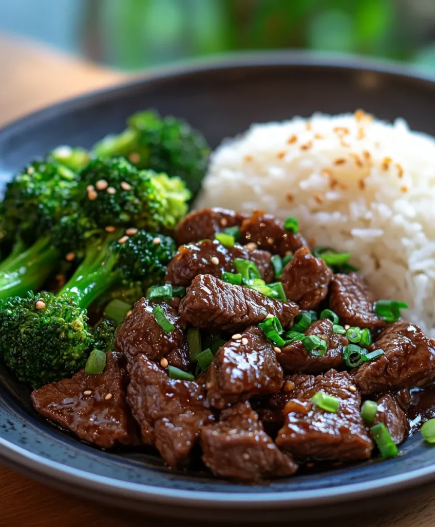 Mongolian Beef Recipe 7 Mongolian beef with jasmine rice and broccoli