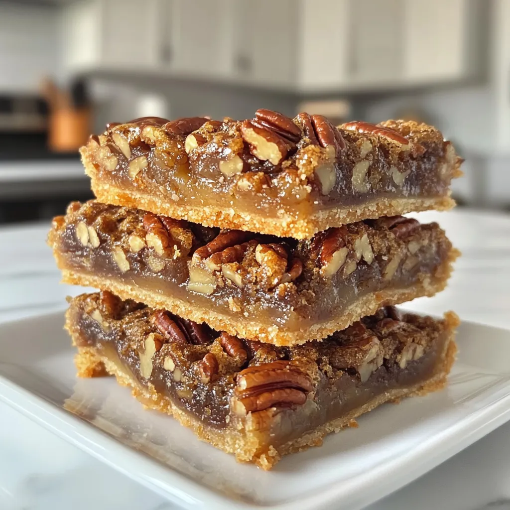 Pecan pie bars 9 Pecan pie bars with golden pecan topping and buttery crust