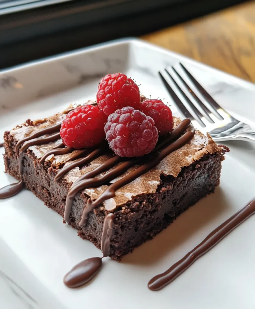 Cottage cheese brownies 10 Cottage cheese brownie served with berries and chocolate