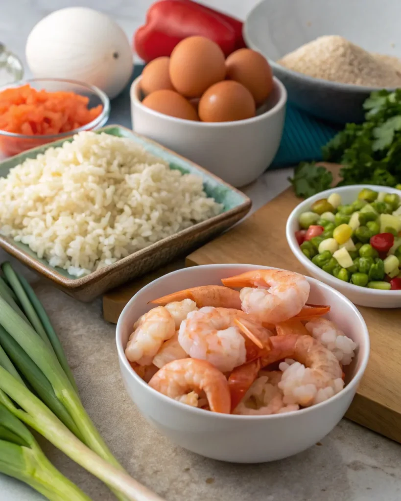 Shrimp fried rice recipe 6 Shrimp fried rice ingredients prep