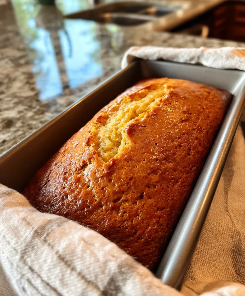 Cottage Cheese Banana Bread 5 Batter for cottage cheese banana bread in loaf pan ready to bake