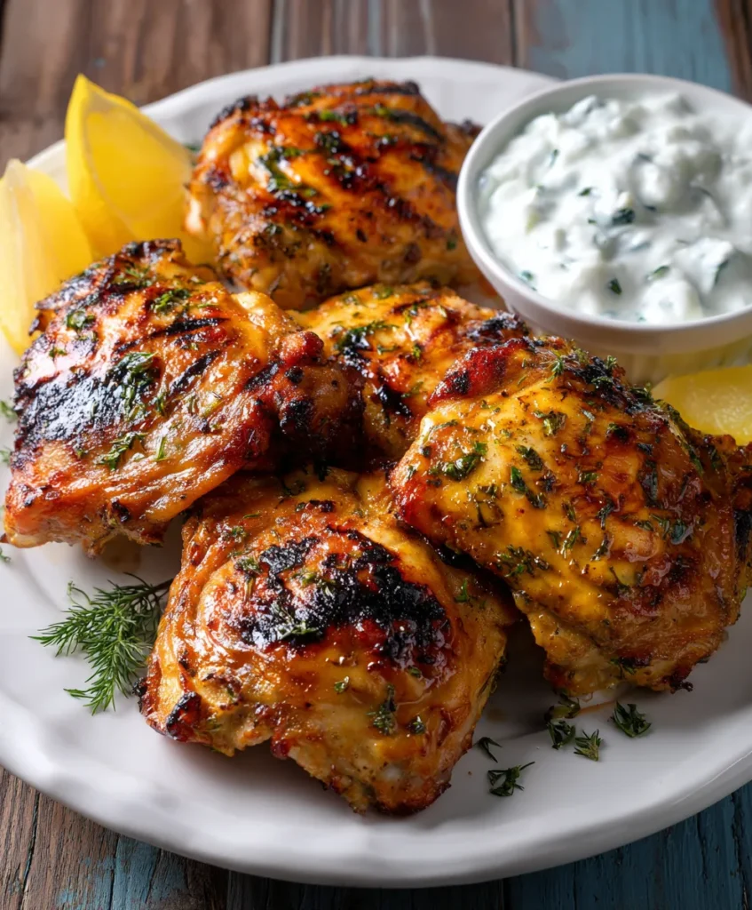 Greek Yogurt Chicken Marinade 4 Grilled Greek yogurt marinated chicken on a plate