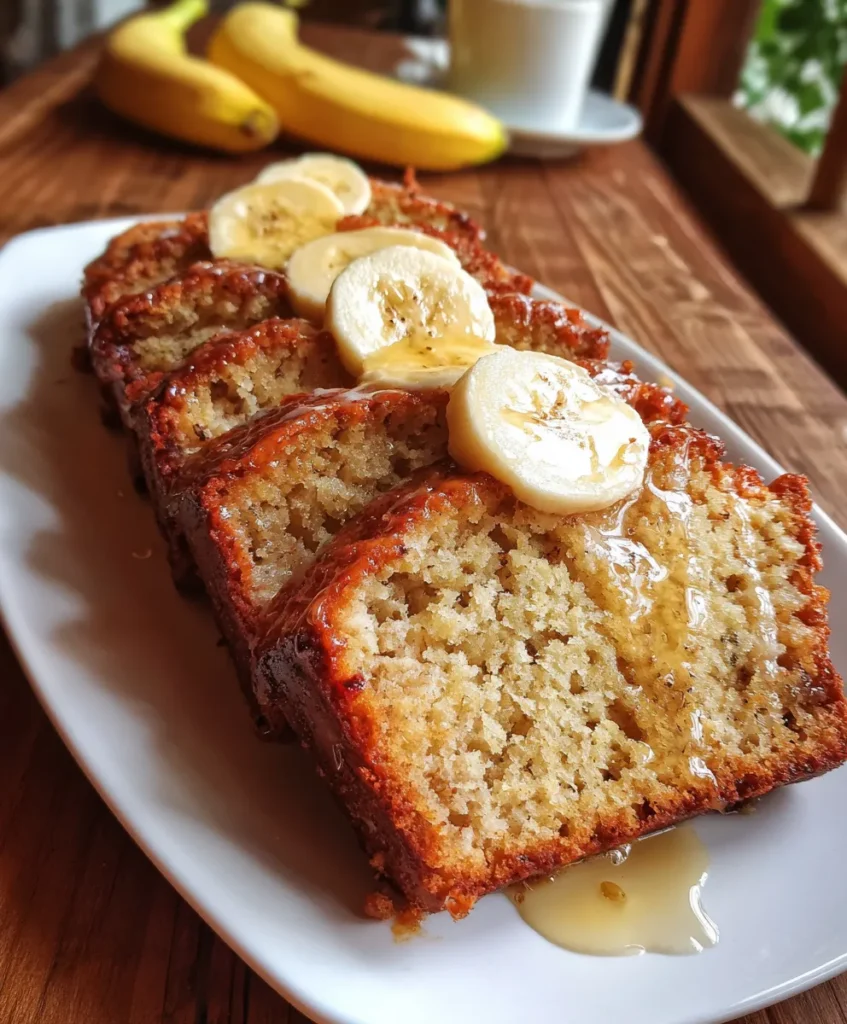 Cottage Cheese Banana Bread 6 Slices of moist cottage cheese banana bread on plate