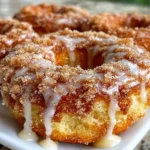 Baked apple crumb donuts with crumb topping and maple glaze