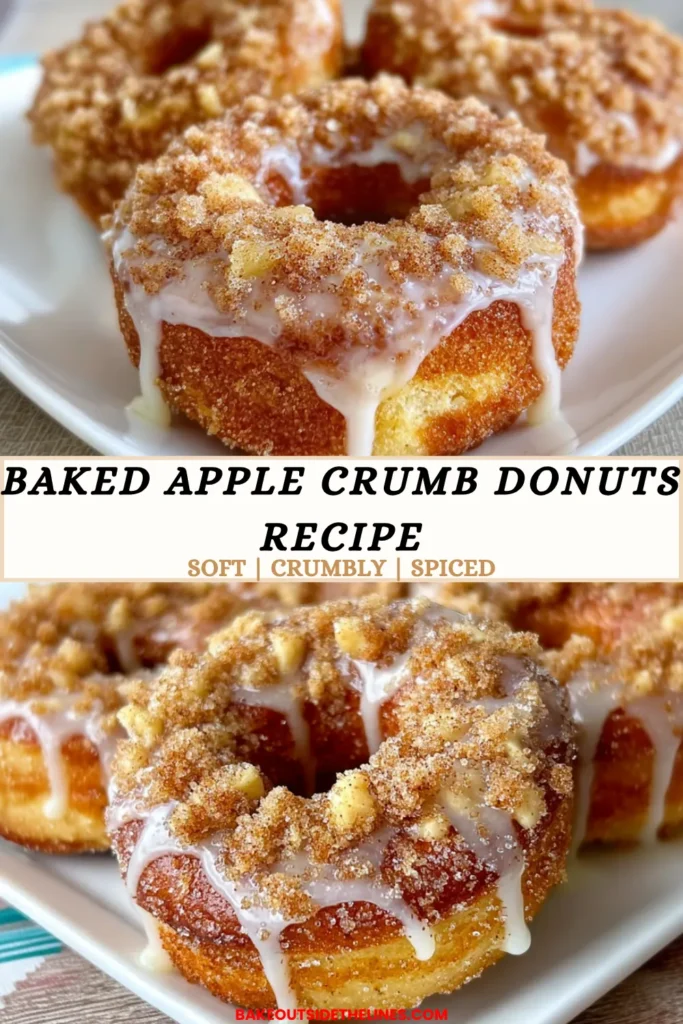 baked apple crumb donuts with crumb topping and glaze