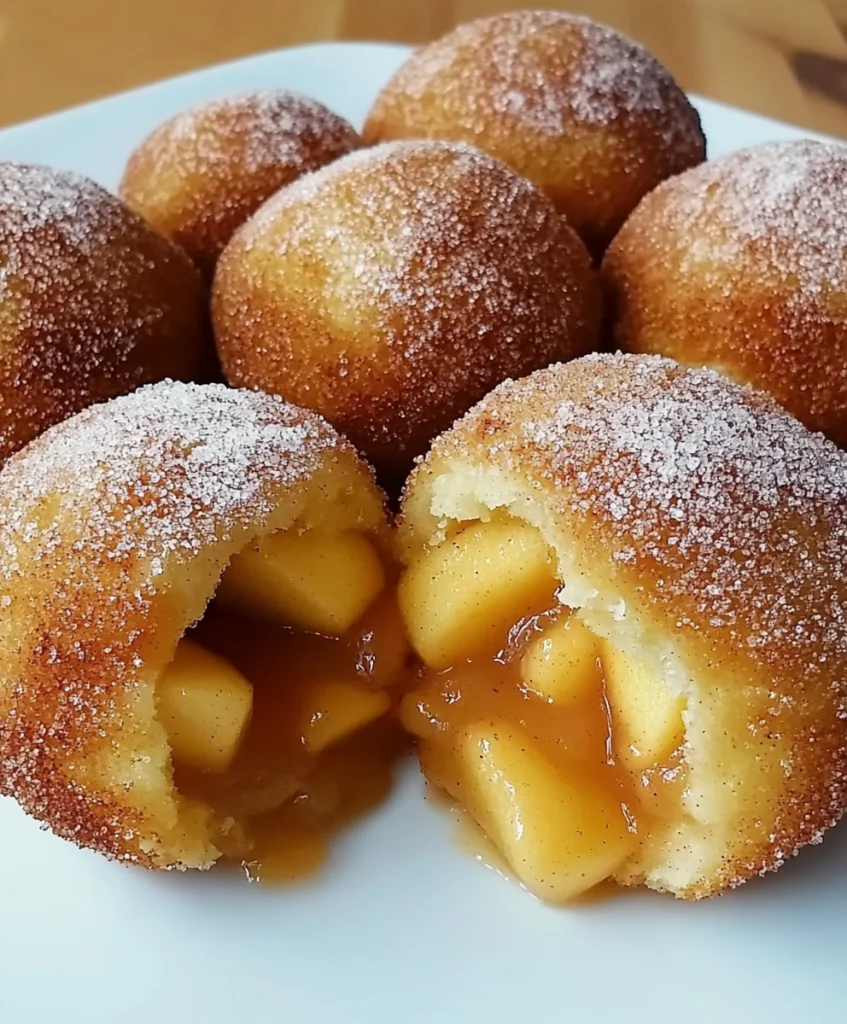 Caramel apple pie bombs split open to show warm apple filling