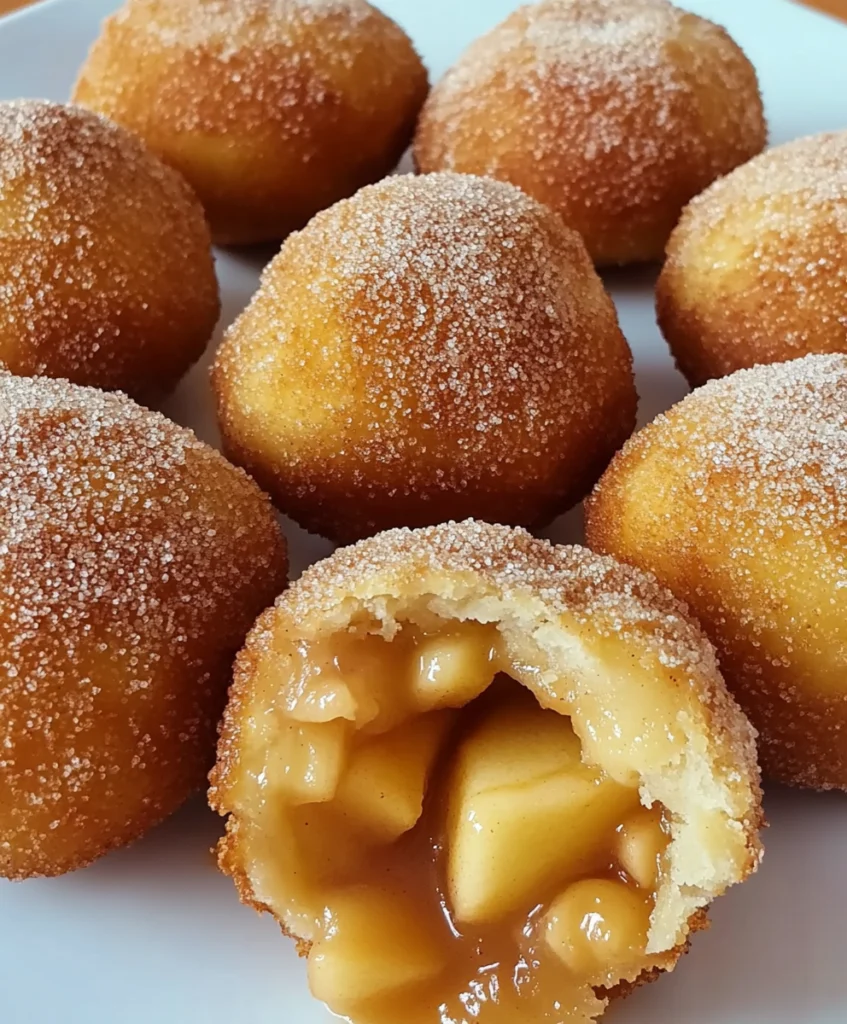 Cinnamon sugar caramel apple pie bombs with one opened to reveal the apple filling